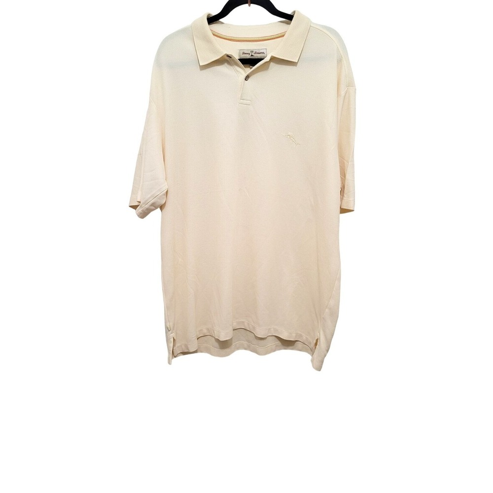 Tommy Bahama Mens XL Polo Yellow Shirt Cotton Polyester Blend